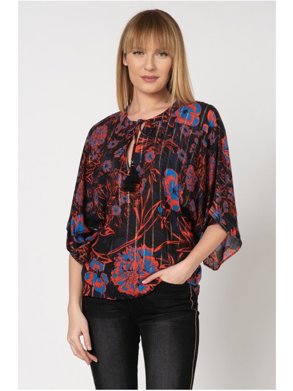 Desigual Floral batwing sleeve blouse
